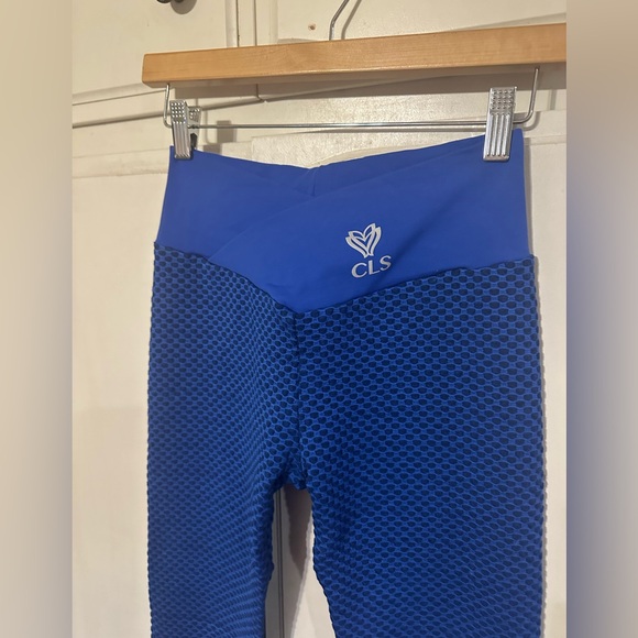 CLS Sportswear Cross Waist NC Geo Textured Palace Blue Leggings NWT - Picture 9 of 13